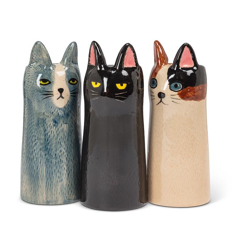Skinny Cat Vase Brown