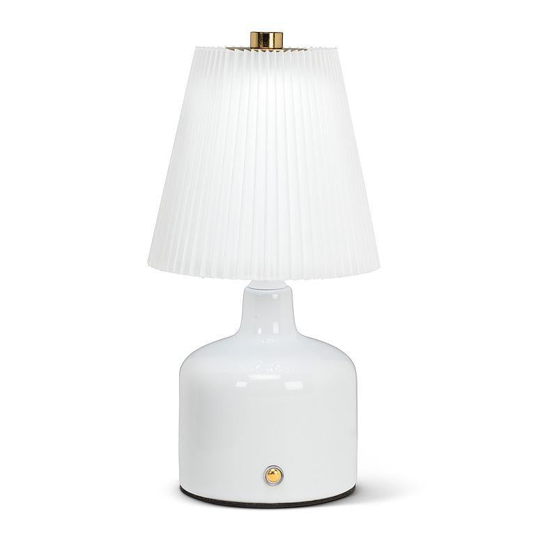 LED Ceramic Lamp with Pleated Shade