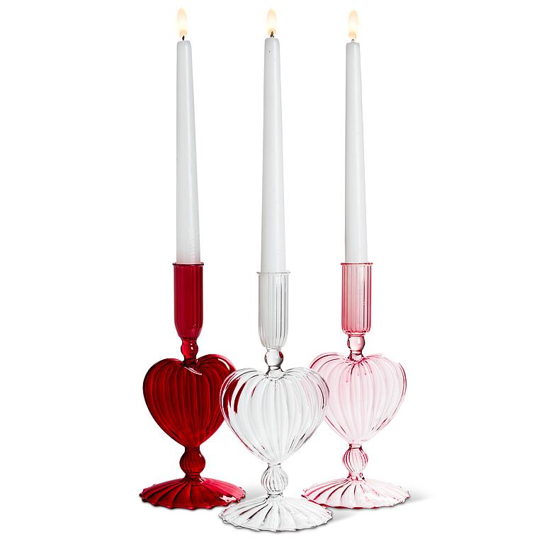 Heart Taper Holder Clear