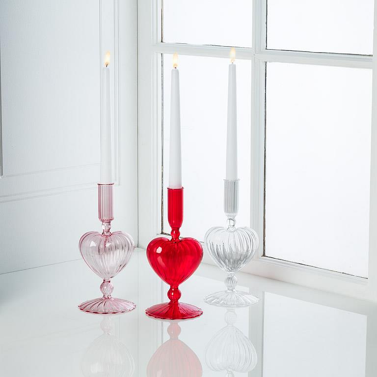 Heart Taper Holder Pink