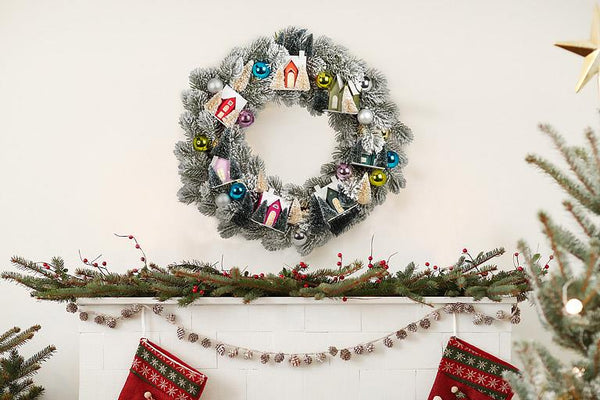 Large Wreath with LED Houses