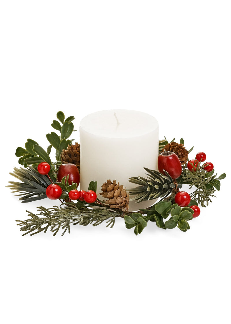 CANDLE RING BERRIES/LEAVES