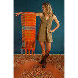 Ishbel Cosy Scarf - Tangerine/Denim