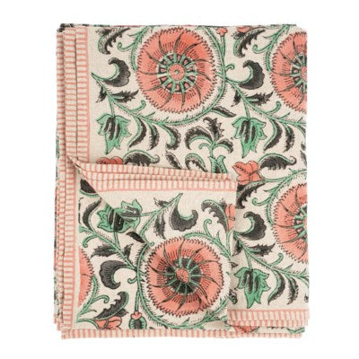 Botanique Block Print Tablecloth Pink