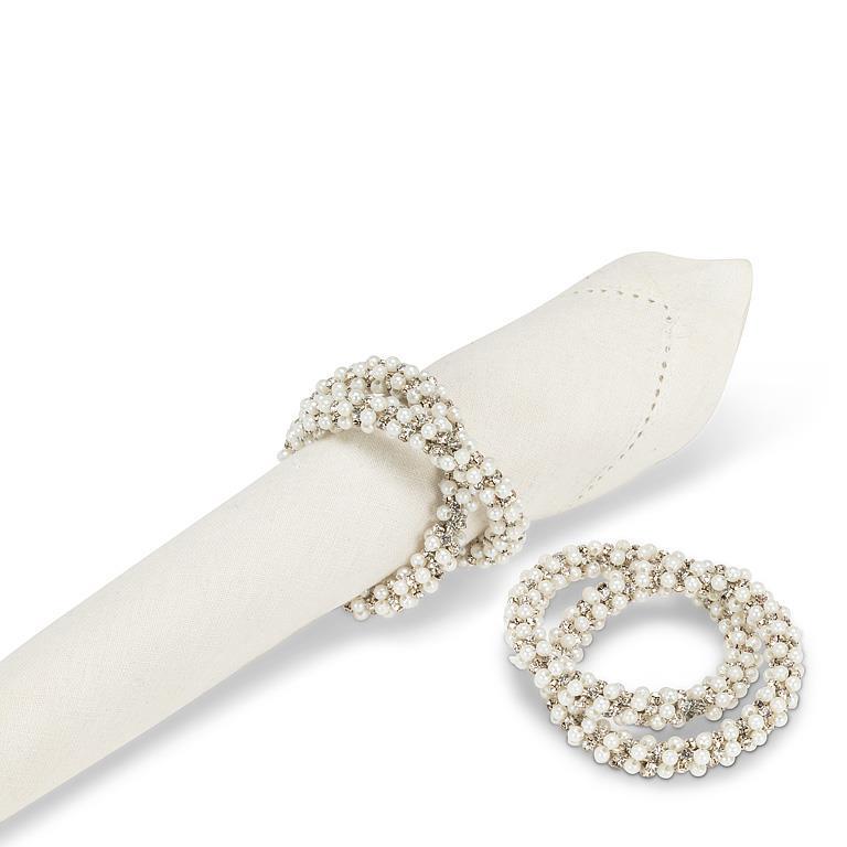 Intertwined Pearl & Jewel Napkin Ring