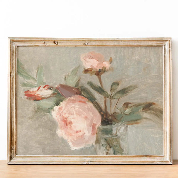 Peonies Antique Vintage 8x10 with Frame