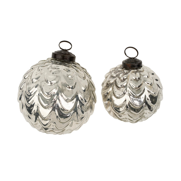 Silverfrost Holiday Ornament Waves , Silver