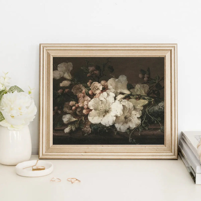 Moody Floral Art Print 8x10" with Frame