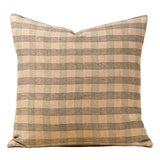 20x20 Block Print Plaid Linen Pillow, Blue