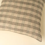 20x20 Block Print Plaid Linen Pillow, Blue