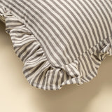 20x20 Ruffle Thin Stripe Pillow, Grey