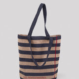 Striped Tote Bag in Recycled Beige and Gray Fibers