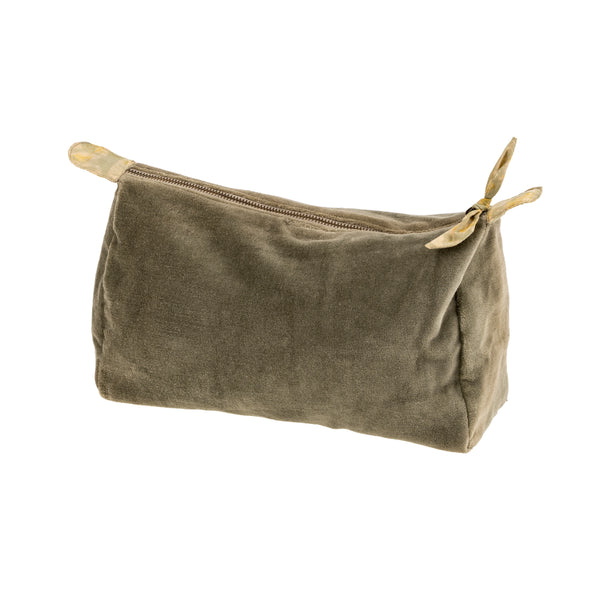 Block Print Lined Velvet Pouch L, Cypress