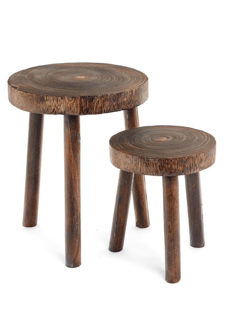 Paulownia Wood Stool - Medium Dark Brown