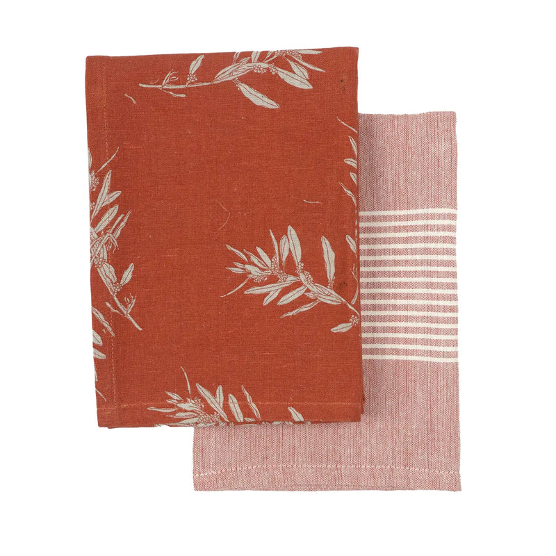 Tea Towels Set of Two, Cinnamon