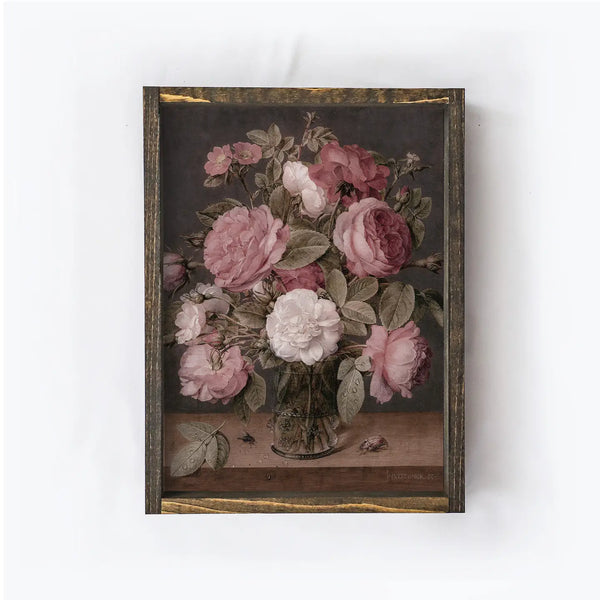Vintage Floral Vase Painting 8.5x7"