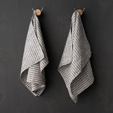 Linen Tea Towels Black Natural Brittany