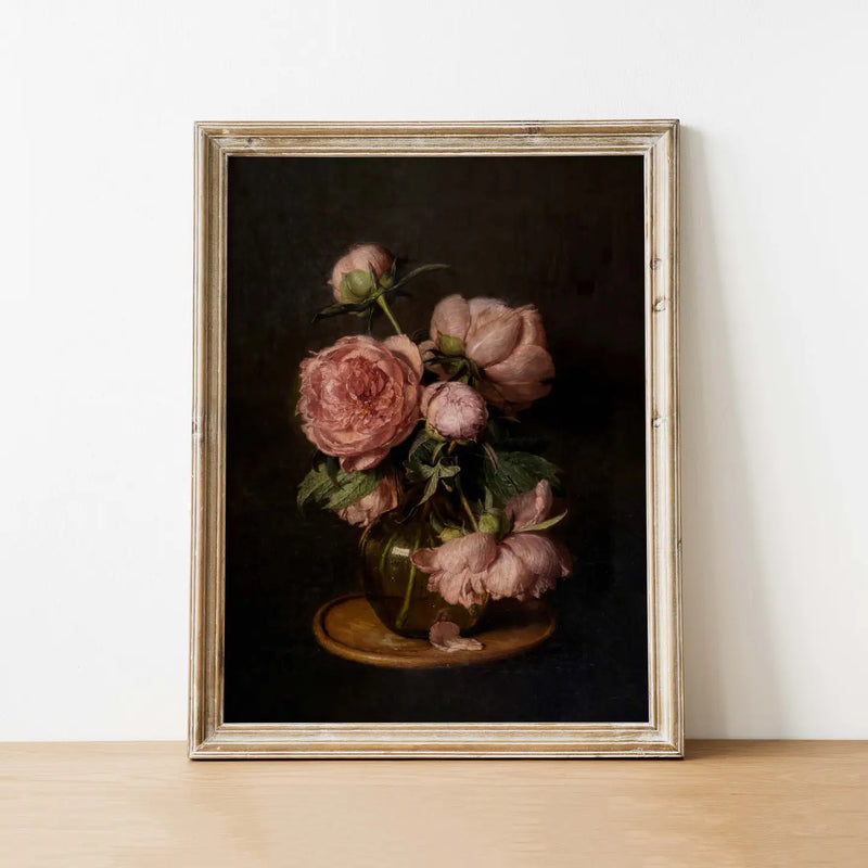 Moody Peonies Vintage 8x10" with Frame