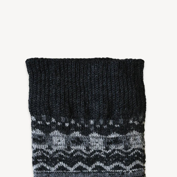 Alpaca Socks Thick Print - Grey Mosaic - S/M