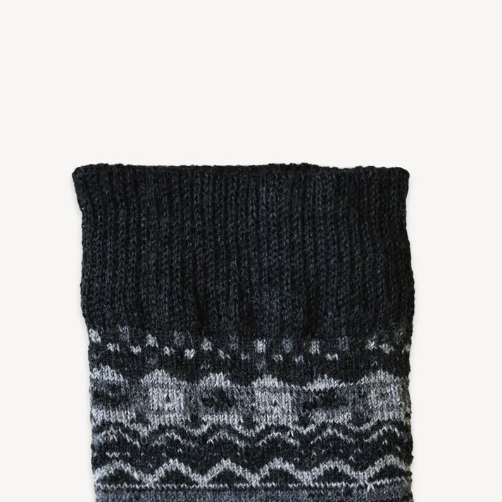 Alpaca Socks Thick Print - Grey Mosaic - S/M