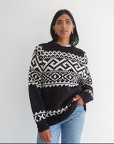 Fair Isle Knit Sweater Black
