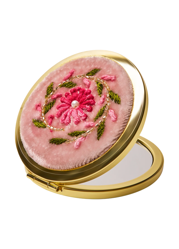 Embroidered Mirror - Pink Petals