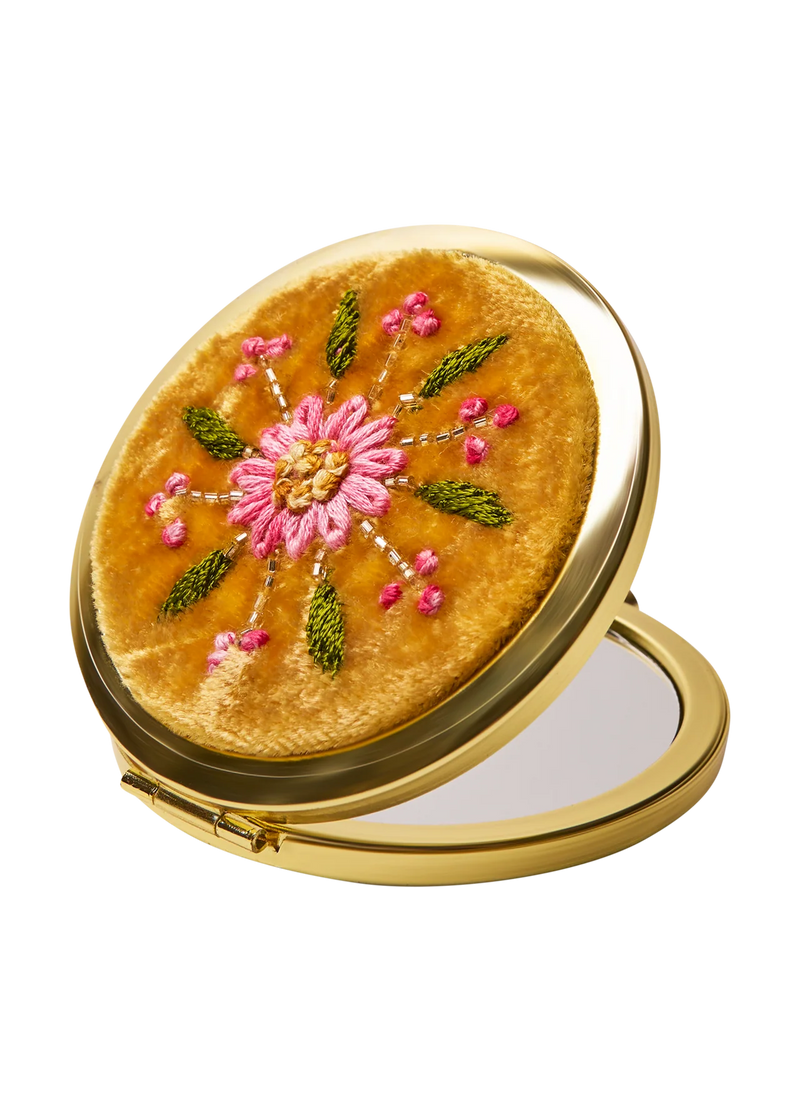 Embroidered Mirror - Mustard Flower