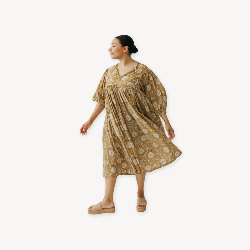 Mira Midi Dress - Gold Sona
