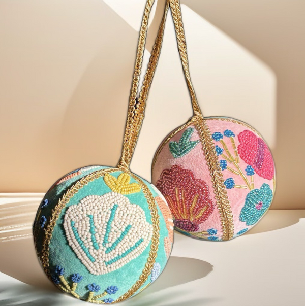 Velvet Ball Ornament /Glass beads