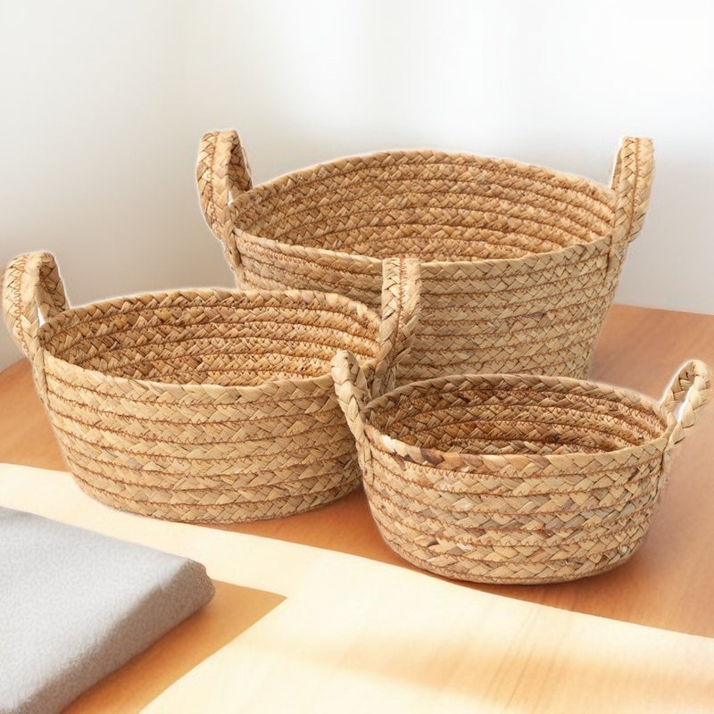 Water Hyacinth Round Gift Basket