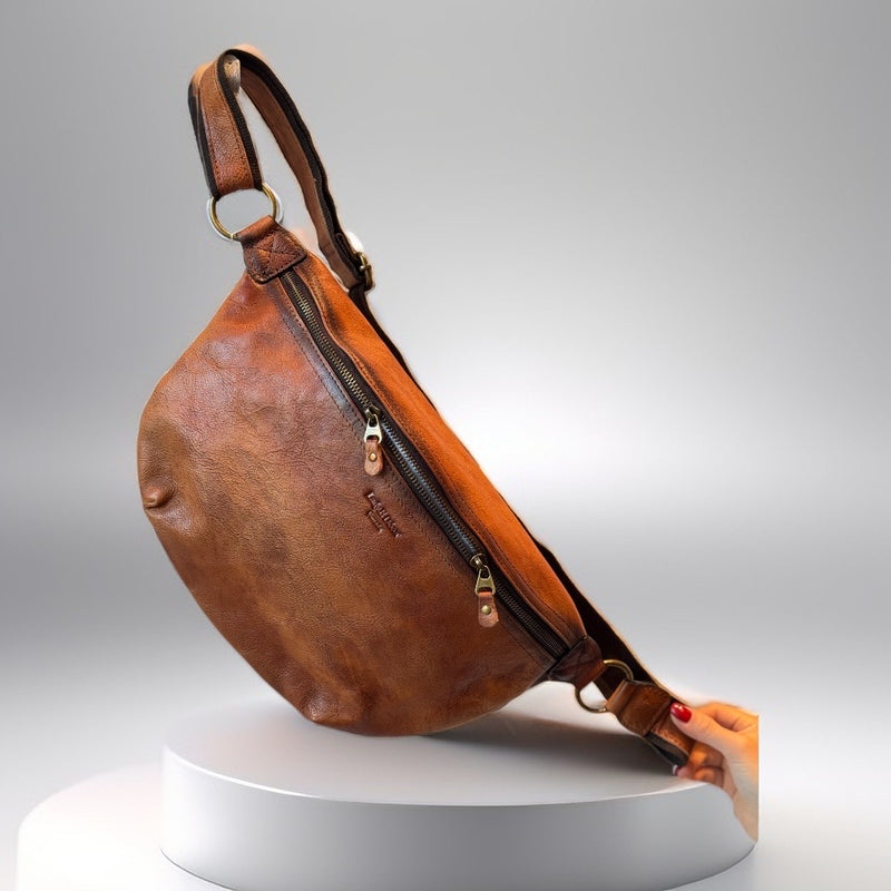 Sling Leather Bag with Cow Head