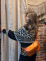 Fair Isle Knit Sweater Black