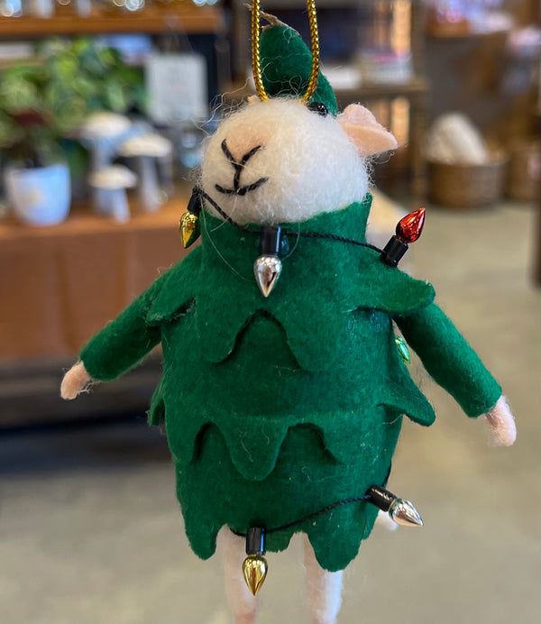 Mouse in Tree Suit Ornament