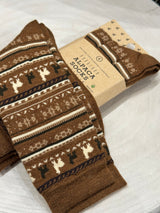 Alpaca Socks - Print - Caramel
