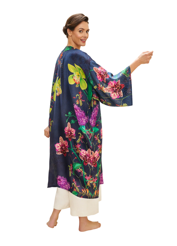 Exotic Evening in Ink Kimono Gown
