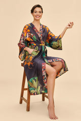 Botany Bliss Kimono Gown - Charcoal