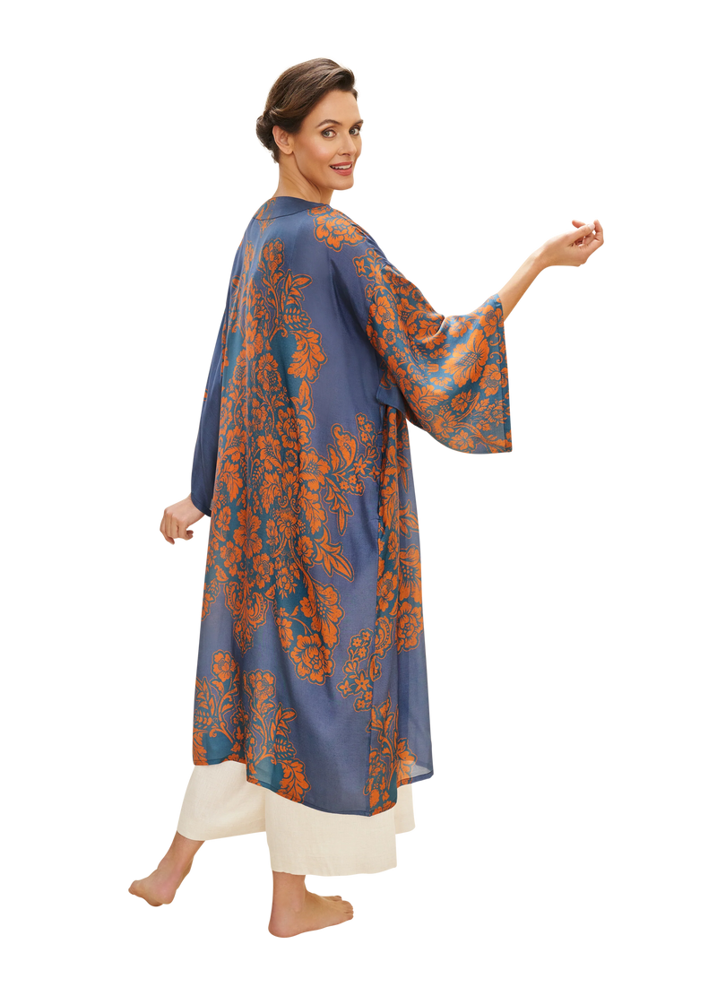 Denim Tapestry Kimono Gown