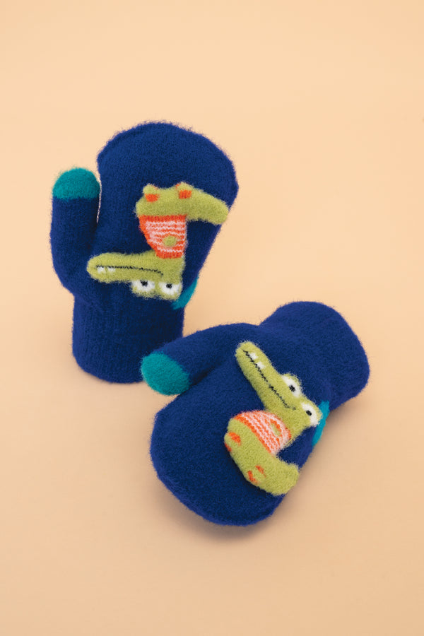 Kids Smiley Croc Mittens - Royal Blue