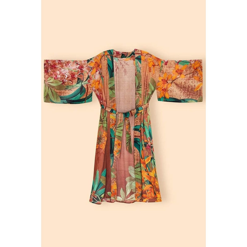 Botany Bliss in Taupe Kimono Gown