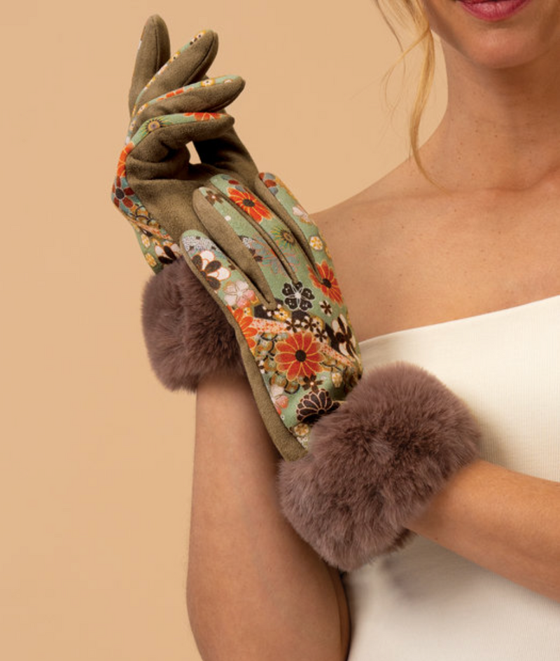 Bernadette Gloves - 70s Floral Kaleidoscope