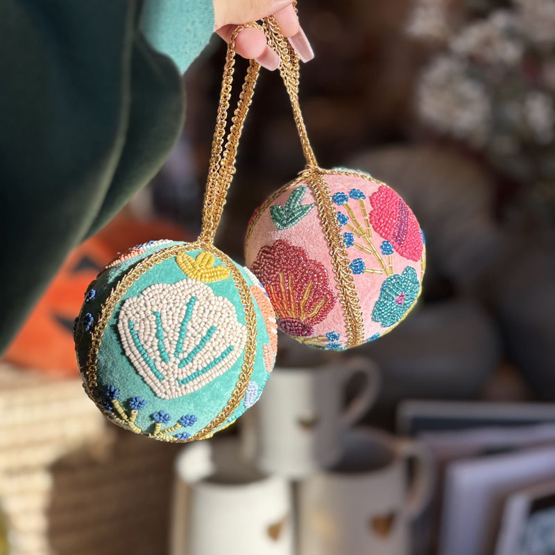 Velvet Ball Ornament /Glass beads