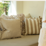 Ruffle Thin Stripe Pillow, Brown 20x20