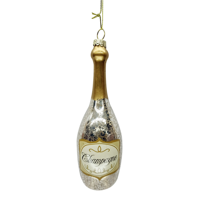 ORN GLASS CHAMPAGNE BOTTLE 2"X2"X6" CHAMPAGNE