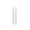 TAPER CANDLE WHITE 8.7" LED WARM WHITE. FLICKERING RUSTIC FINISH B/O 2AAA W/TIMER SET OF 2