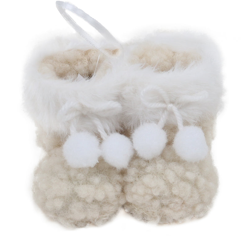 ORN WOOL BOOTS 3" CREAM W/FAUX FUR TRIM