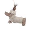 ORN FABRIC DOG 5"X4" NATURAL W/BEIGE SWEATER