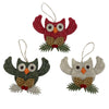 ORN OWL FELT 4" RED/BEIGE/GREEN, FESTIVE PINE CONE 3 STYLES