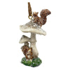 ORN MUSHROOM RESIN BROWN/NATURAL 3.5" FROSTED/GLITTER W/ SQUIRREL ATOP