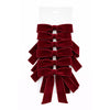 BOW VELVET 5"X6.5" 6PC RED