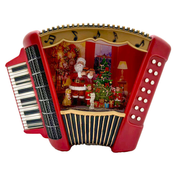 WATER GLOBE ACCORDION W/SANTA & TREE
